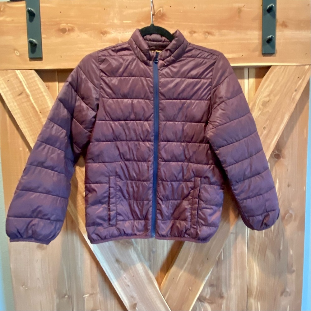 Boys Lightweight Puffy Coat, Size L (10-12), Old Navy, Color: Maroon